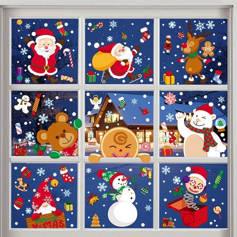 Christmas Decorations Snowman Elk Window Stickers