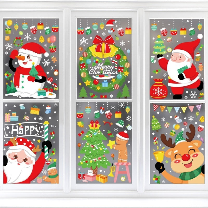 Christmas Decorations Snowman Elk Window Stickers