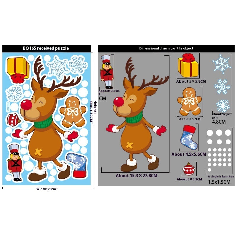 Christmas Decorations Snowman Elk Window Stickers